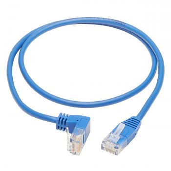 Tripp Lite Down-Angle Cat6 Gigabit Molded Slim UTP Ethernet Cable (RJ45 Right-Angle Down M to RJ45 M), Blue, 3 ft. (0.91 m) - Image 2