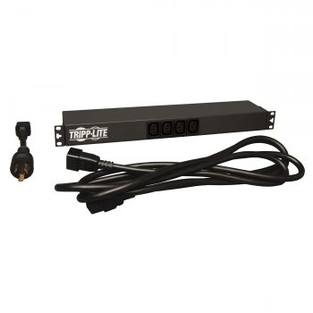 Tripp Lite 1.6?3.8kW Single-Phase 100?240V Basic PDU, 14 Outlets (12 C13 & 2 C19), C20 with L6-20P Adapter, 12 ft. Cord, 1U Rack-Mount - Image 4
