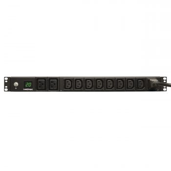 Tripp Lite 3.2-3.8kW Single-Phase Metered PDU, 200-240V (8 C13 & 2 C19), C20 / L6-20P Adapter, 12ft Cord, 1U Rack-Mount, TAA