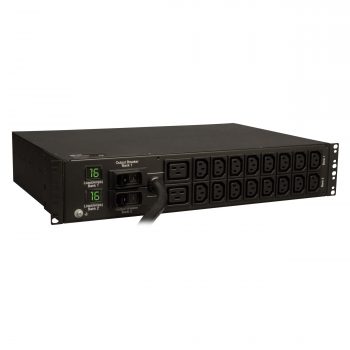 Tripp Lite 7.4kW Single-Phase Metered PDU, 230V Outlets (2-C19, 16-C13), IEC-309 230V 32A Blue, 12ft Cord, 2U Rack-Mount, TAA