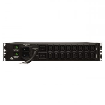 Tripp Lite 7.4kW Single-Phase Metered PDU, 230V Outlets (2-C19, 16-C13), IEC-309 230V 32A Blue, 12ft Cord, 2U Rack-Mount, TAA - Image 2
