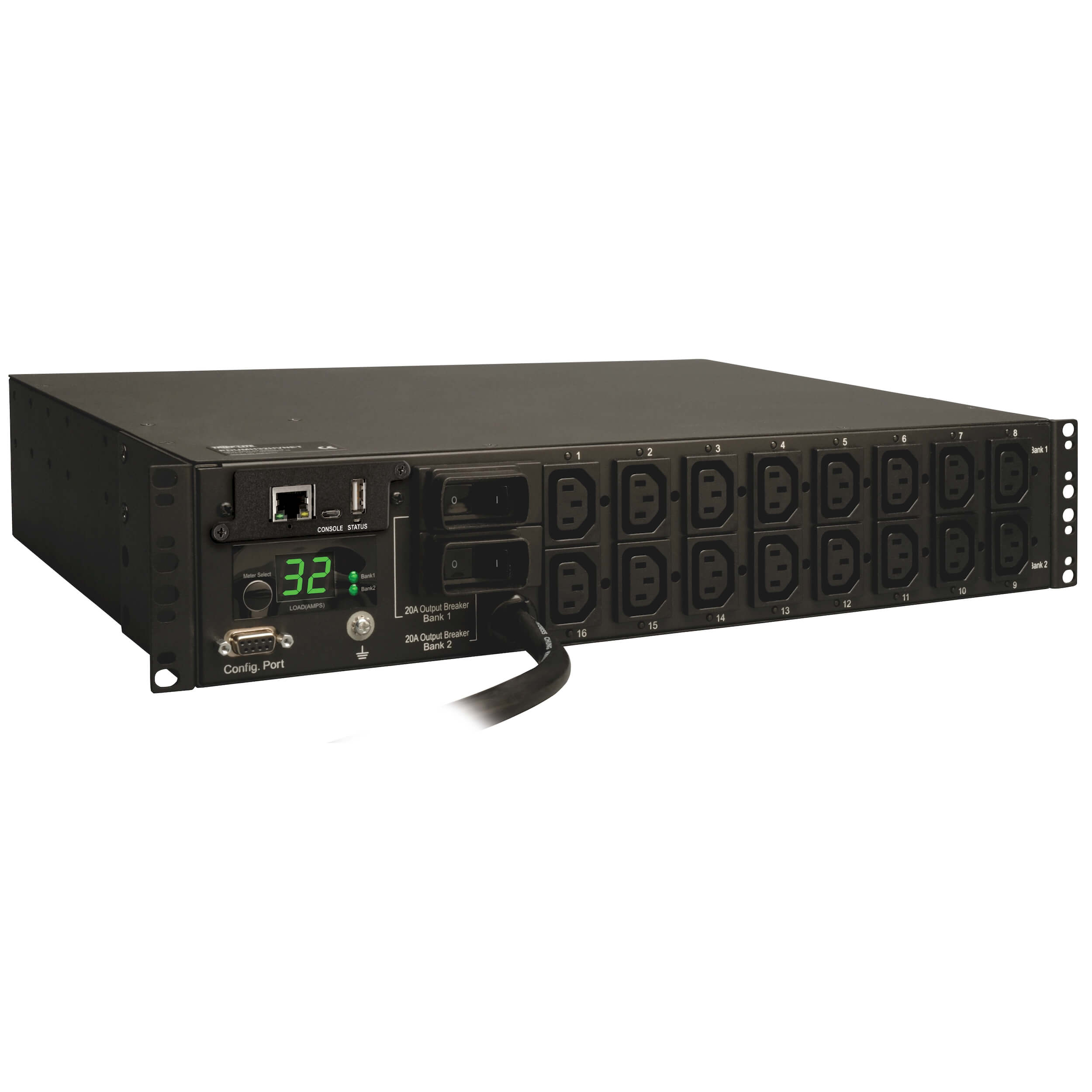 Tripp Lite 7.4kW Single-Phase Switched PDU, LX Platform Interface, 230V Outlets (16-C13), IEC-309 Blue 230V 32A, 3.6m Cord, 2U Rack-Mount, TAA