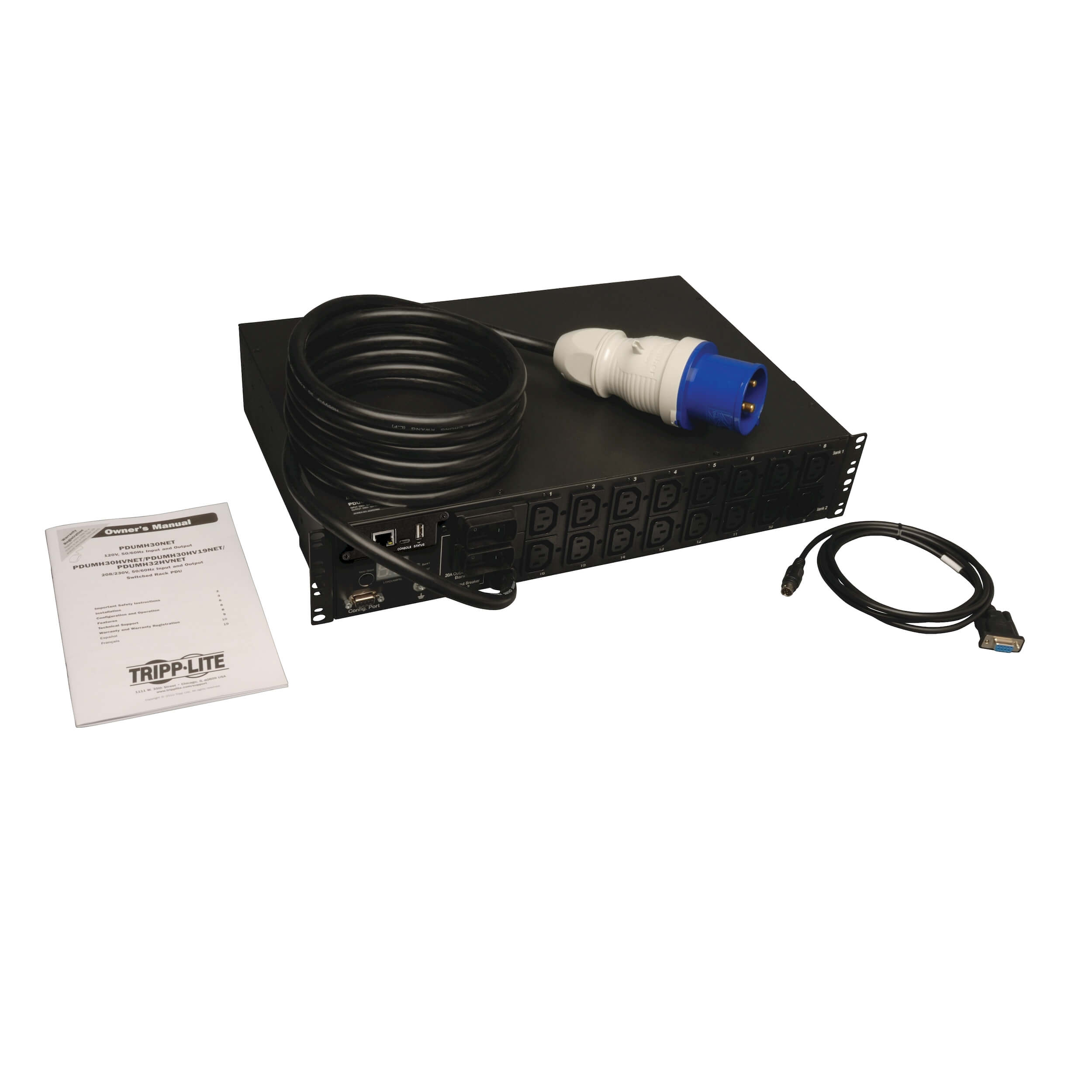 Tripp Lite 7.4kW Single-Phase Switched PDU, LX Platform Interface, 230V Outlets (16-C13), IEC-309 Blue 230V 32A, 3.6m Cord, 2U Rack-Mount, TAA - Image 8