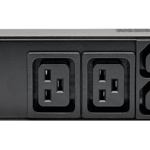 Tripp Lite 7.4kW Single-Phase Metered PDU, 230V Outlets (8 C19 and 40 C13), IEC-309 32A Blue Input, 10 ft. Cord, 0U Vertical, TAA, 70 in. - Image 4